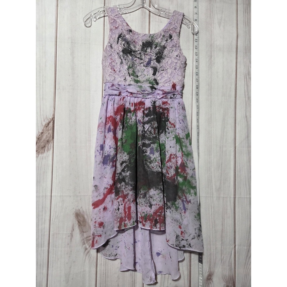 Speechless Dress Girls 12 Purple Lace Hi Low Formal Party Stain DIY Art Project